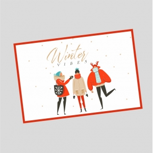 Открытка с подружками "Winter vibes" 10,5*15,5 см
